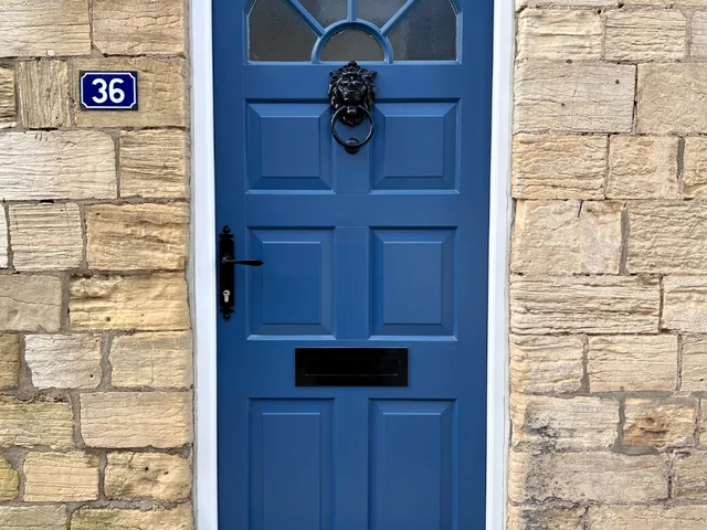 Blue Georgian front door, Boston Spa