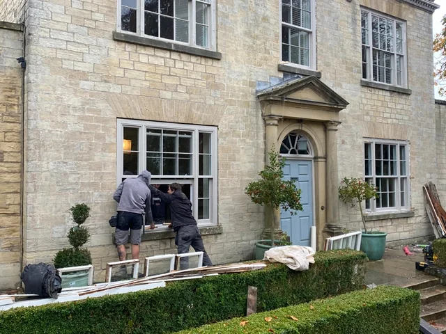 Our craftsmen fitting sash windows in Boston Spa