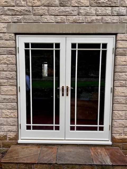 French doors — Hardwood double doors — Harrogate. Handcrafted timber by Bailey Hague Joinery, Yorkshire.