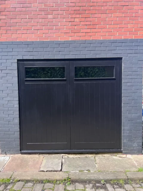 Painted Timber — Wooden garage doors — Leeds. Handcrafted timber by Bailey Hague Joinery, Yorkshire.