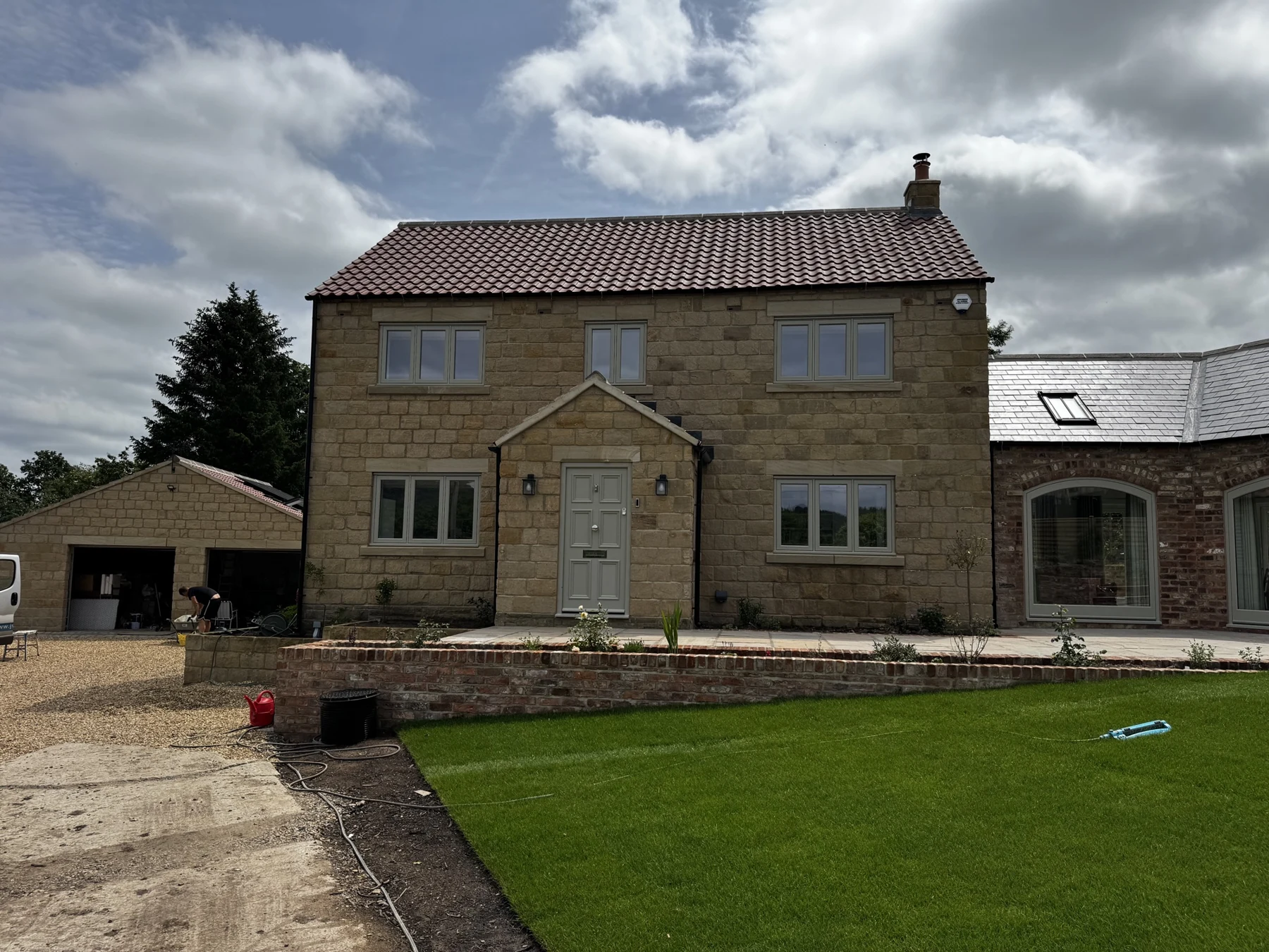 Just Fitted — Kilburn farmhouse — Purbeck Stone Accoya. Handcrafted timber by Bailey Hague Joinery, Yorkshire.
