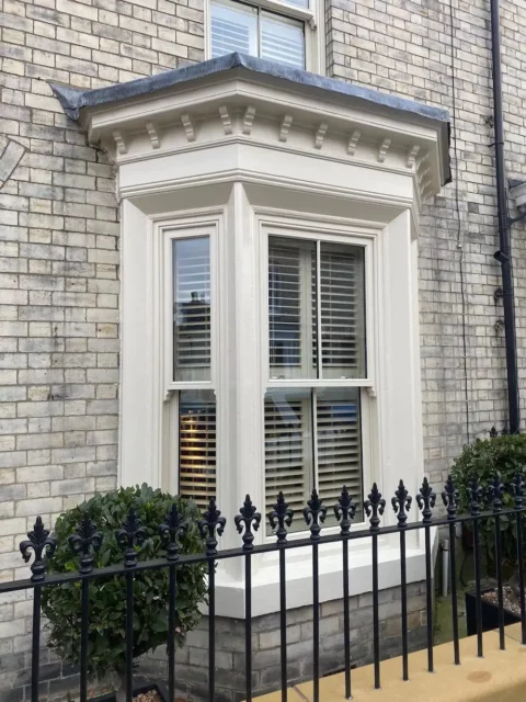Bay Window — Accoya sash bay — York. Handcrafted timber by Bailey Hague Joinery, Yorkshire.