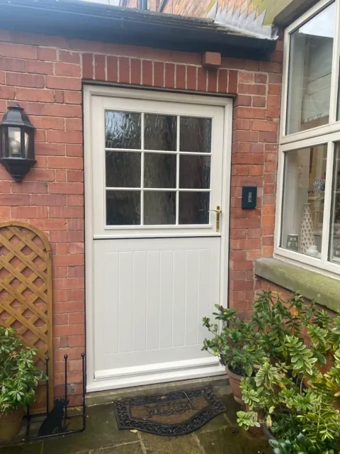 Country Cream — Farmhouse back door — York. Handcrafted timber by Bailey Hague Joinery, Yorkshire.